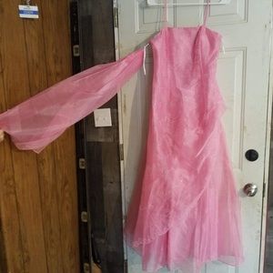 Medium long pink prom dress